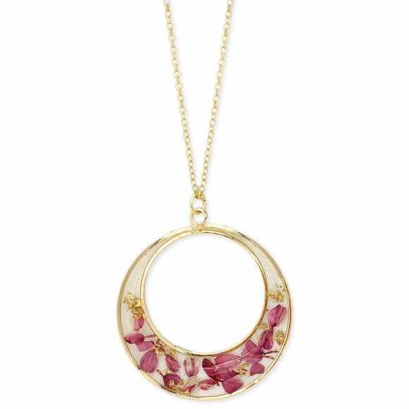 Cottage Floral Circle Dried Flower Necklace - Picture 2 of 3